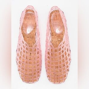 Pink Woven Jelly Flats